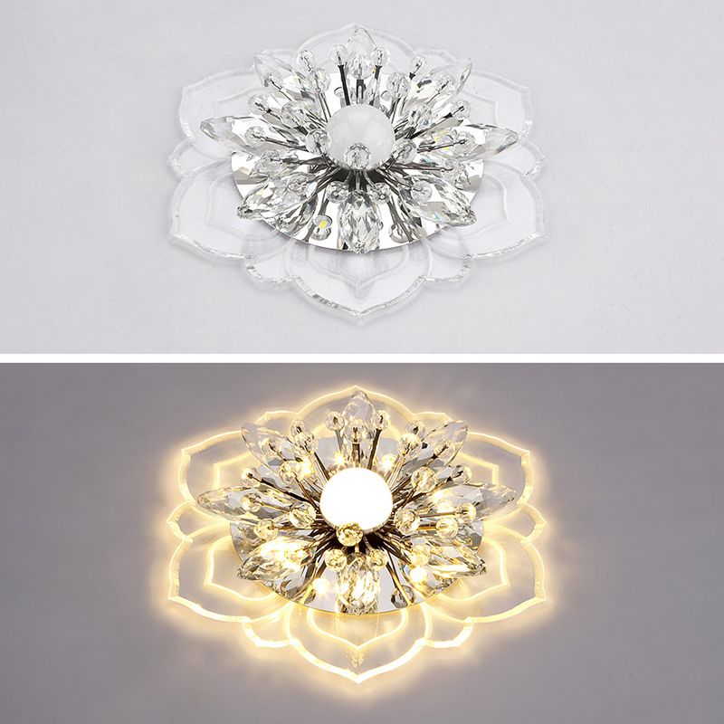 Modern Flower Ceiling Mount Light Fixture Crystal Ceiling Lights