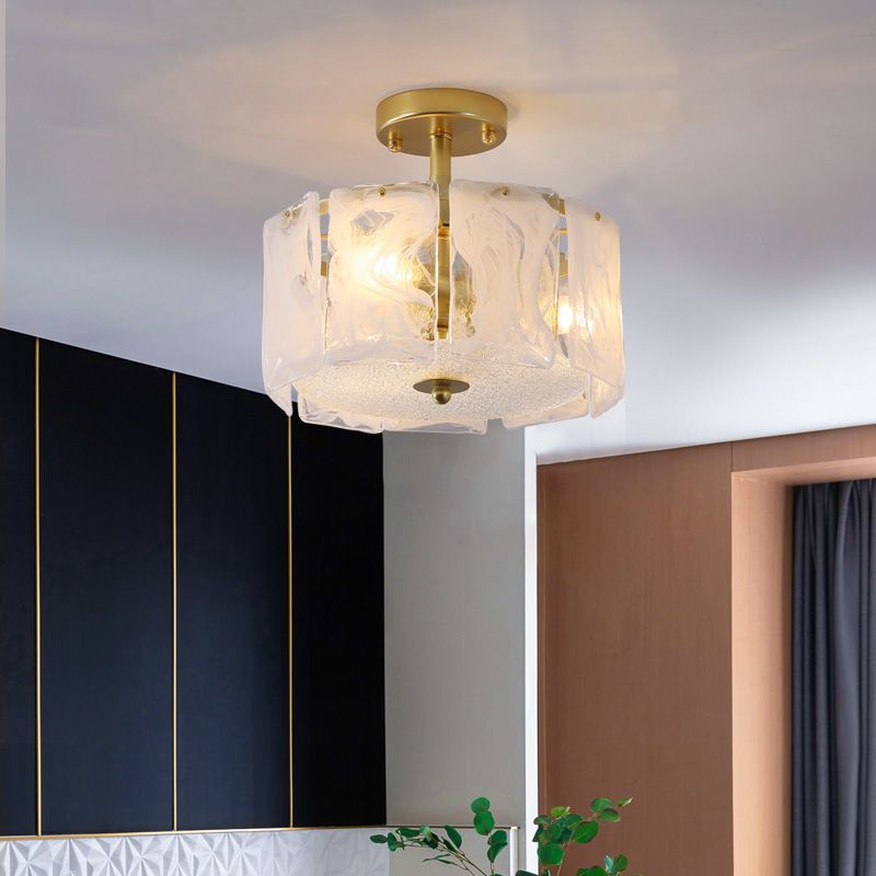 Contemporary Ceiling Lamp Simple Flush Mount Light Fixture with Glass Shade for Bedroom