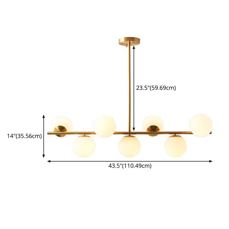 Brass 7-Light Island Light in Modern Luxury Style Copper Globe Pendant Light for Dining Room