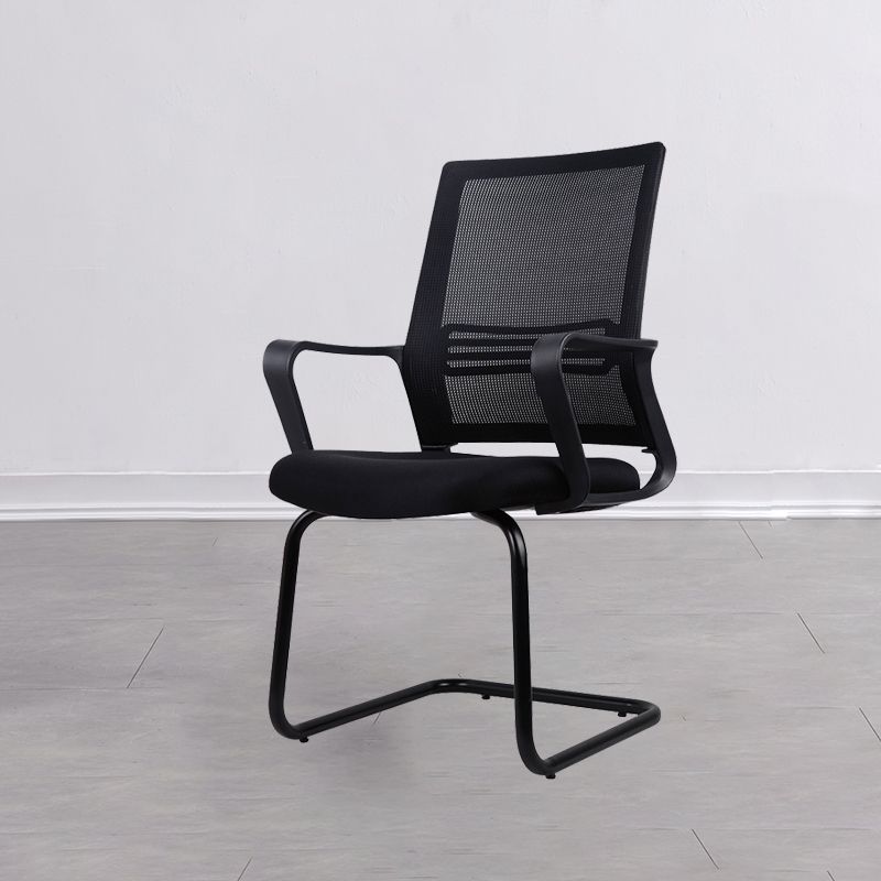 Contemporary Fabric Swivel Chair High-Back Arm Office Chair in Black