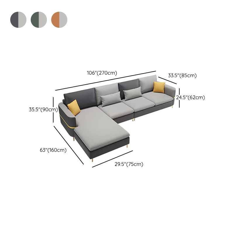 35.43 " H Faux Leather Square Arm Sofa & Chaise for Living Room