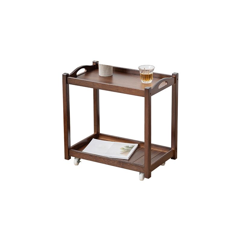 Contemporary Solid Wood with Shelf Rectangular Double Tier Side Table