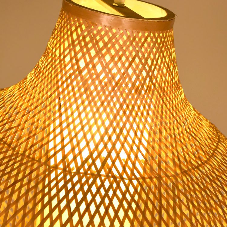 Chinese Pear-Shaped Pendant Lighting Fixtures Rattan Hanging Light with Hanging Cord for Restaurant