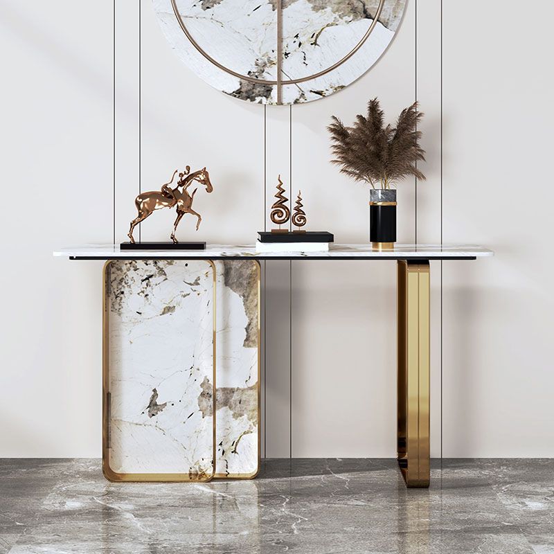 Stone Rectangle Accent Table Modern 31.5" Tall Console Table