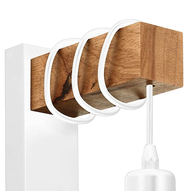 Single Light Open Bulb Design Wall Lamp Modern Style Simplicity Wooden Wall Sconce for Cafe Shop Restaurant