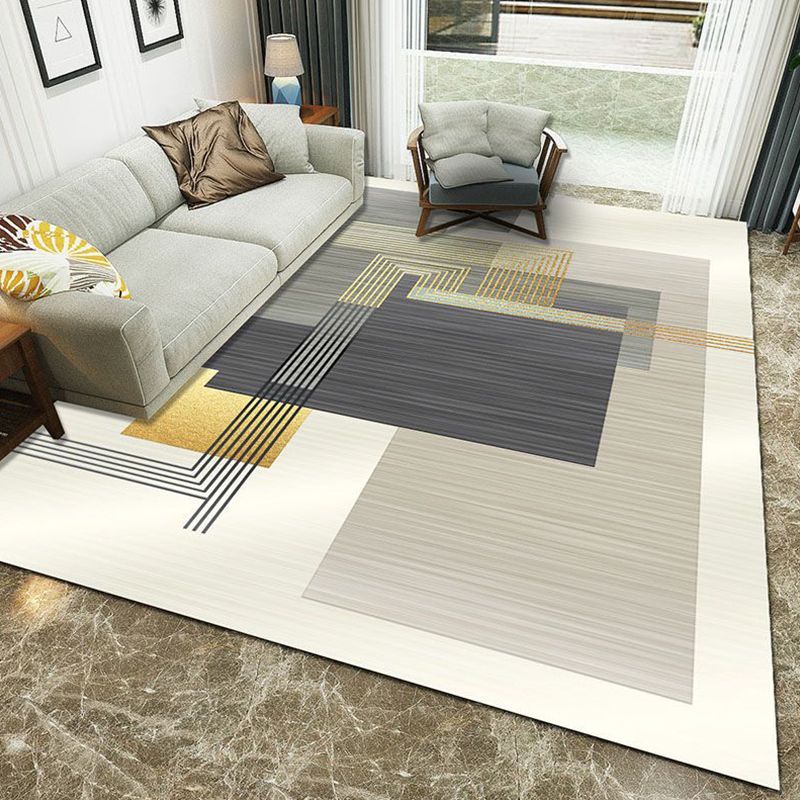 Multi-Color Geometric Rug Polypropylene Contemporary Rug Washable Stain Resistant Non-Slip Carpet for Home