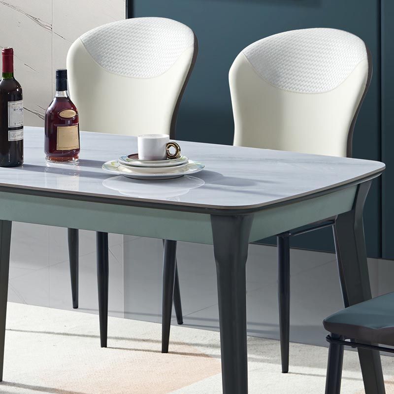 Beige and Blue Dining Chairs Contemporary Armless Dining Side Chair