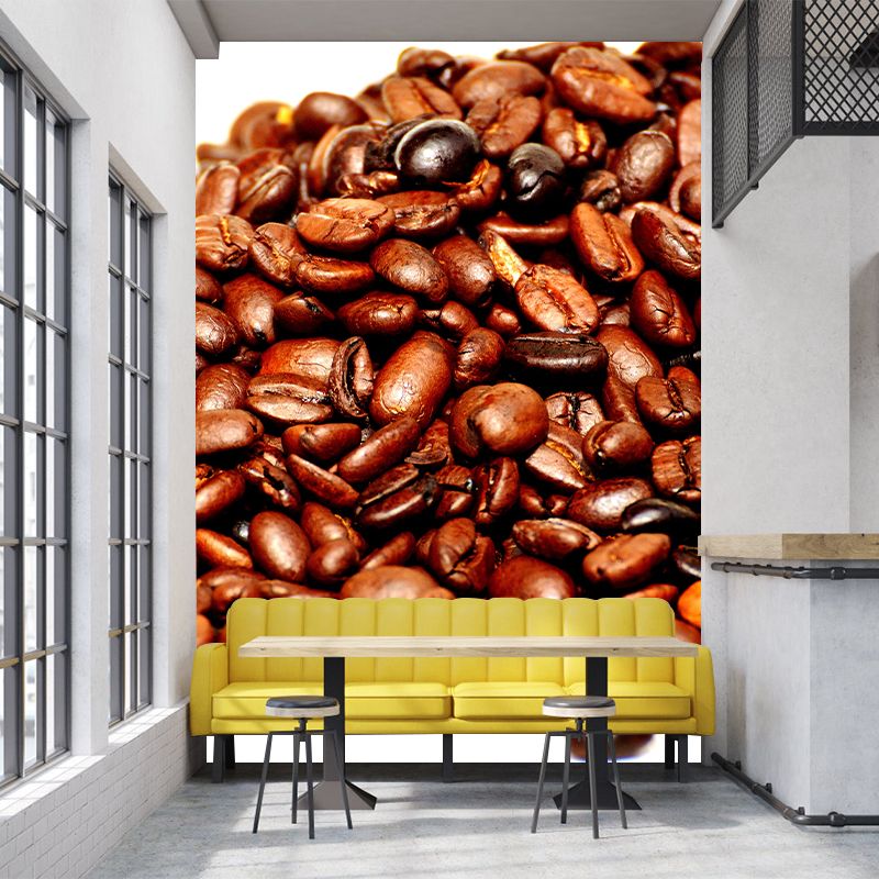 Customized Photography Coffee Beans Mural Mildew Resistant Wallpaper for Coffee Shop