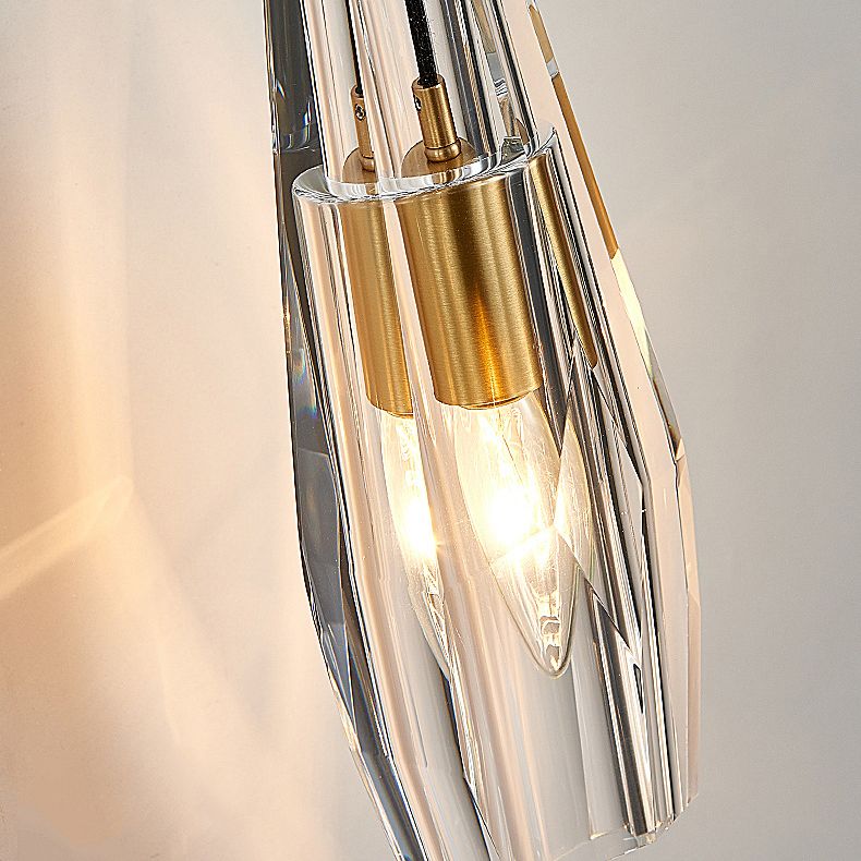 Teardrops Wall Mount Light Fixture Modern Style Crystal 1-Light Sconce Lights in Gold