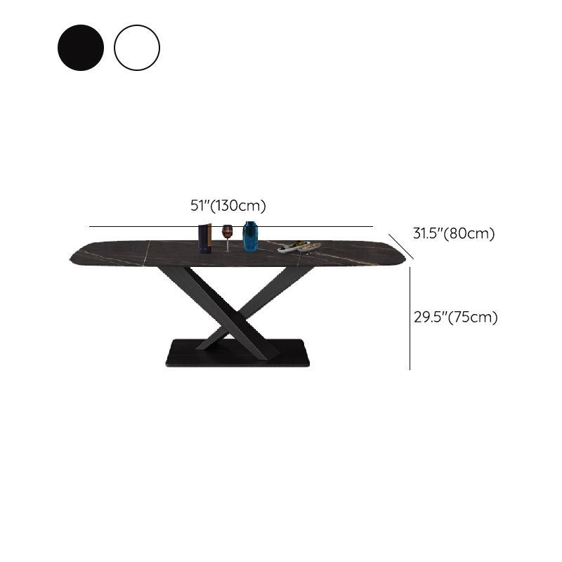 Industrial Style Rectangle Table Sintered Stone Table with Metal Legs for Kitchen