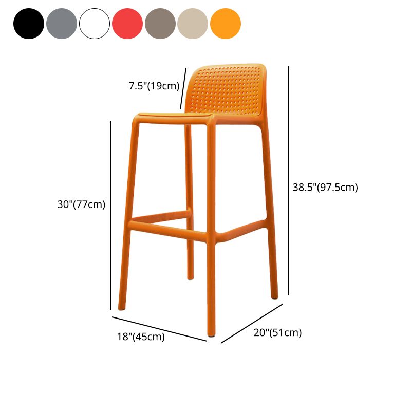 Taburete de bar de plástico para dormitorio, taburete moderno sin brazos con respaldo, asiento de plástico