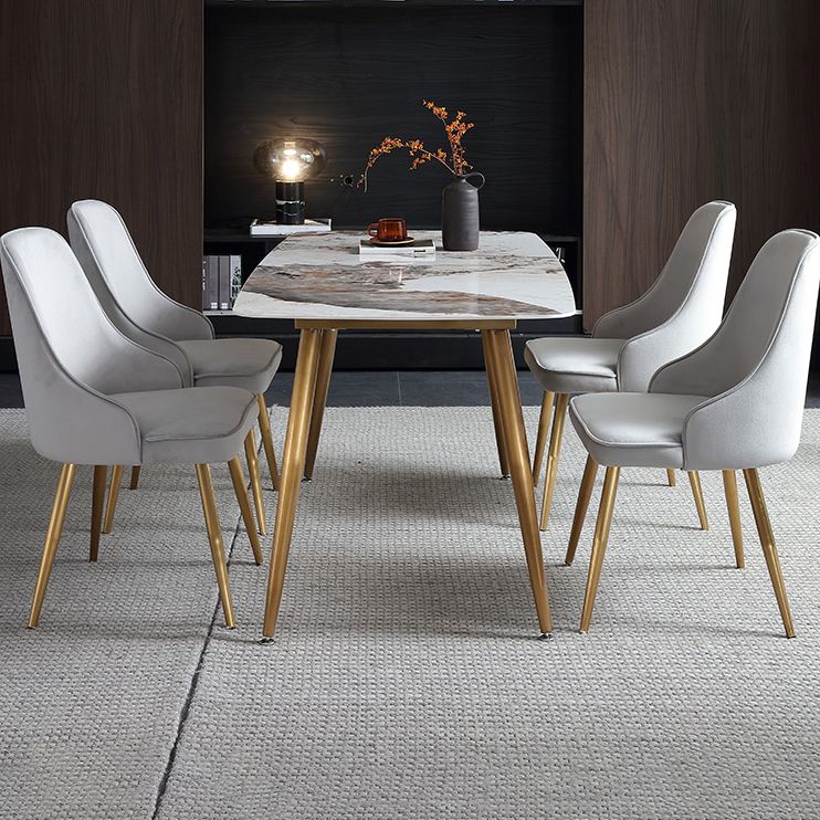 Mesa de comedor de piedra rectangular muebles de lujo tradicionales con 4 patas