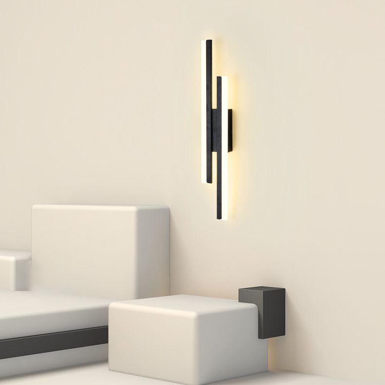 2 lichten Wandlicht Acryl Minimalistische LED -muur SCONCE in het zwart voor woonkamer