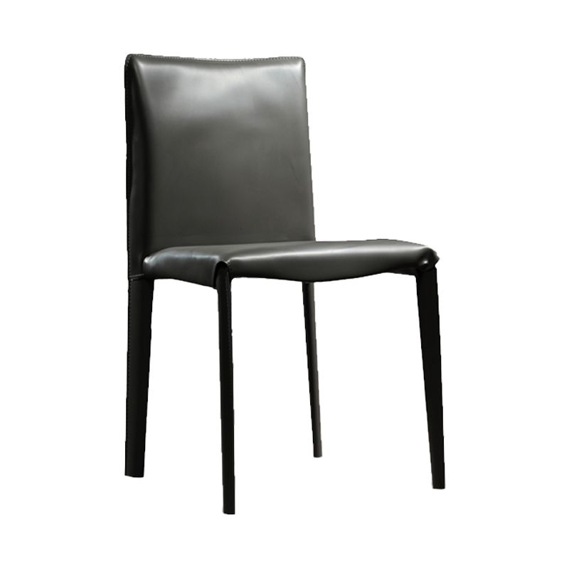 Leather Armless Dining Chairs Home Upholstered Side Chairs with Metal Legs