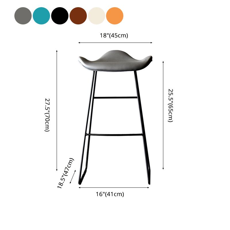 Black PU Leather Barstools Industrial Low Back Bristol Counter Stool with Saddle Seat