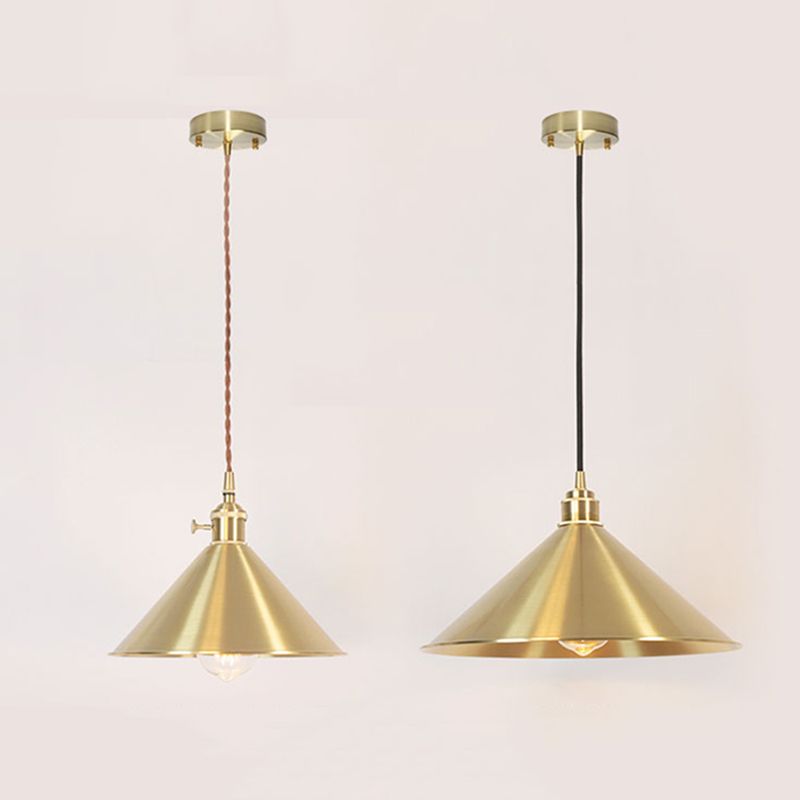 Pendre en forme de cône suspension de la lampe à manger en laiton moderne kit de lampe suspendue en or