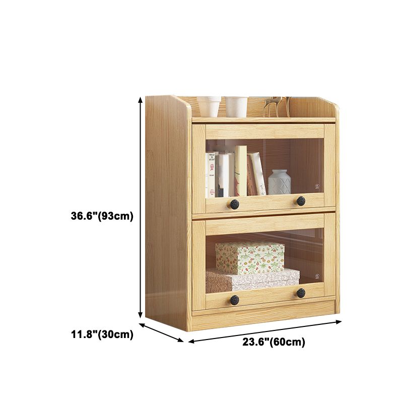 11.8" W Closed Storage Bookcase Modern Wooden Bookshelf with Glass Doors