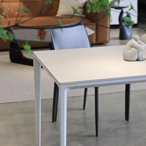 Contemporary Dining Table Sintered Stone Rectangular Table with Metallic Four-leg