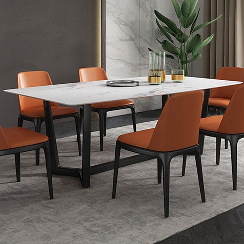 Industrial Sintered Stone Top Dining Table Rectangle Table with Trestle Base