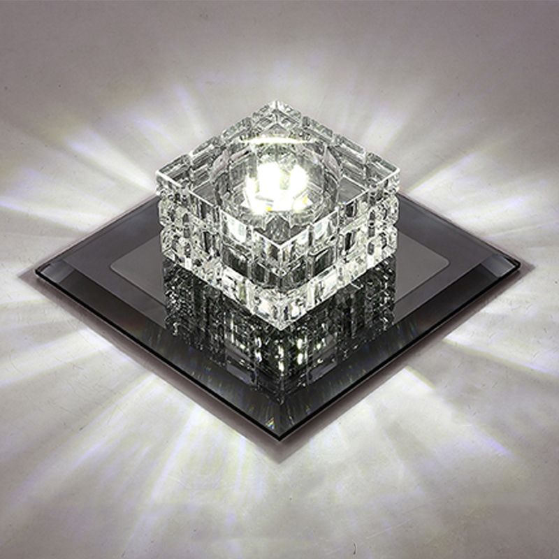 Zeitgenössische geometrische Deckenleuchte aus Kristallglas mit Loch 3'' Durchmesser