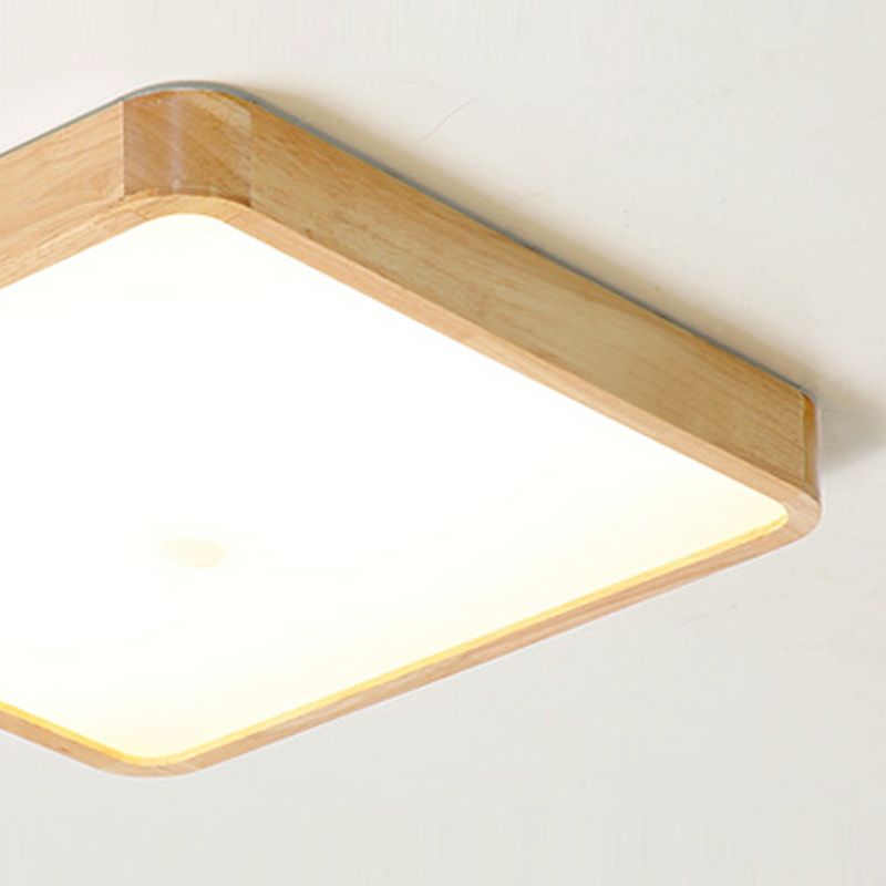Plafonnier LED encastré en bois, luminaire de plafond simple pour chambre à coucher