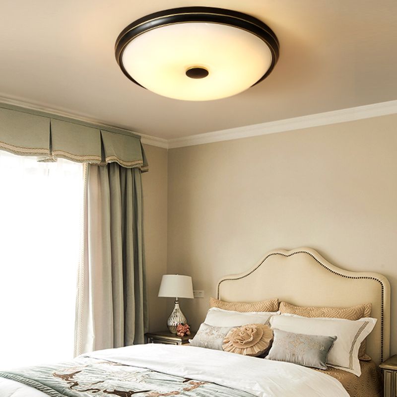 American Rustic Style Ceiling Light White Glass Dining Room Flush Mount Ceiling Lamp
