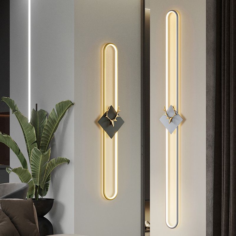 Aluminum Linear Wall Light Nordic Style LED Wall Sconce with Antlers for Living Room