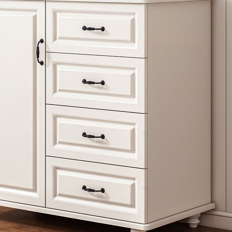 White Wood Accent Cabinet with Drawers 15.74" Wide Modern Standard Side Cabinet