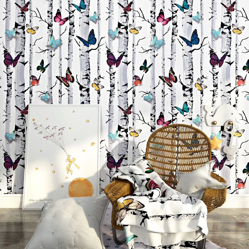 Stem and Butterfly Wallpaper in Multi-Colored 20.5 in x 31 ft Nostalgic Non-Pasted Wall Decor