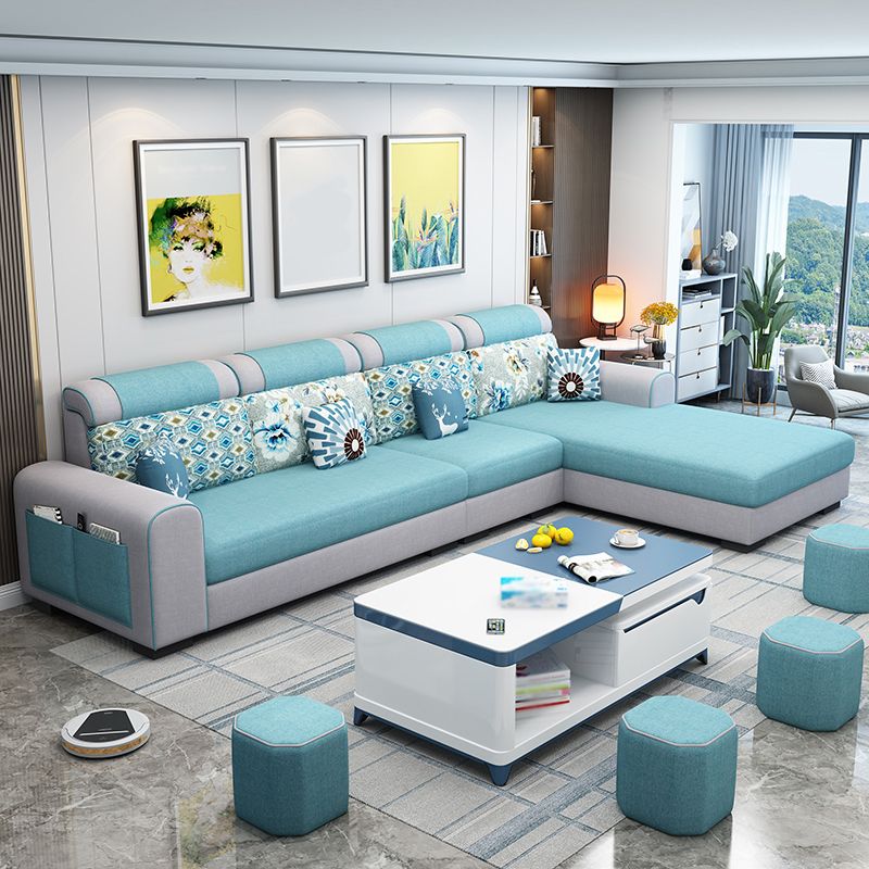 Contemporary Right Hand Facing Sectional with Round Arm and Storage