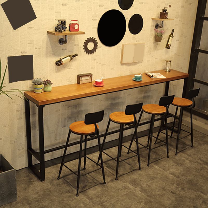 Trestle Base Dining Table Industrial Solid Wood Bar Table for Bistro