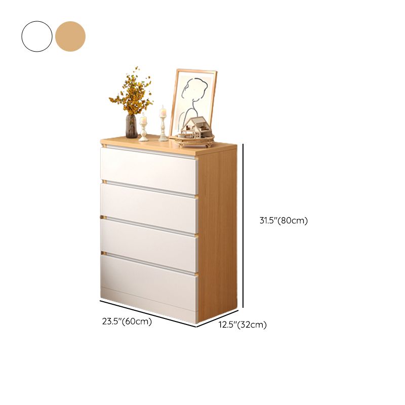 Contemporary White/Natural Chest with Wooden Drawers Rectangle Chest