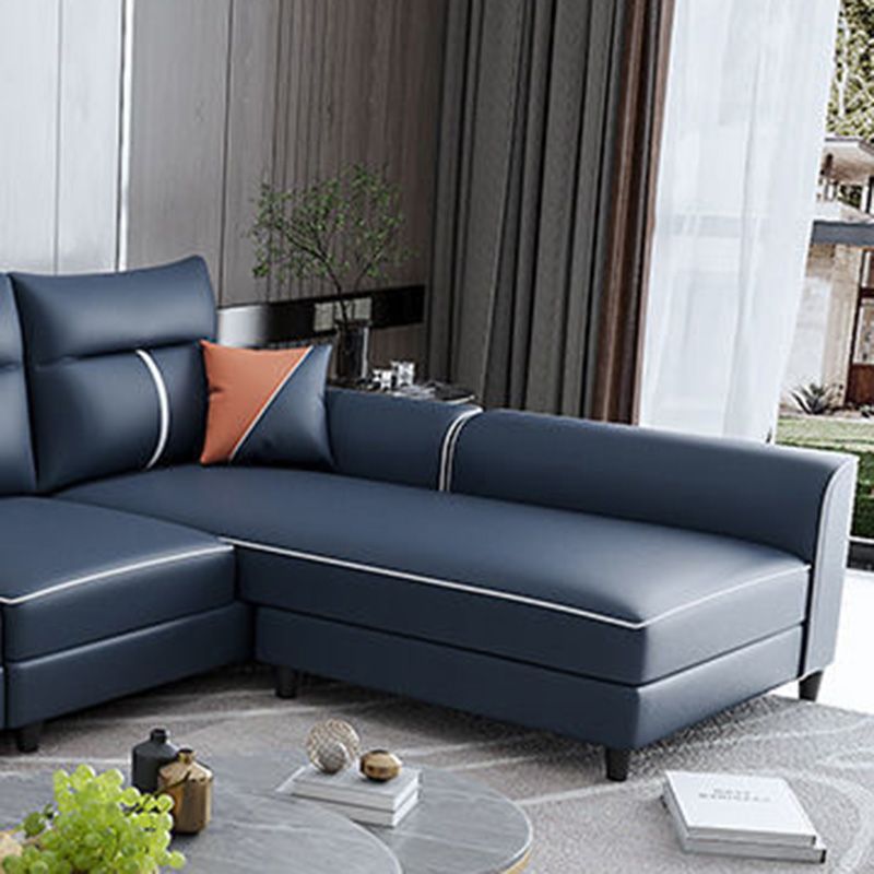 Faux Leather Sectional Sofa ,37.4" Tall Square Arm Sectional Sofa