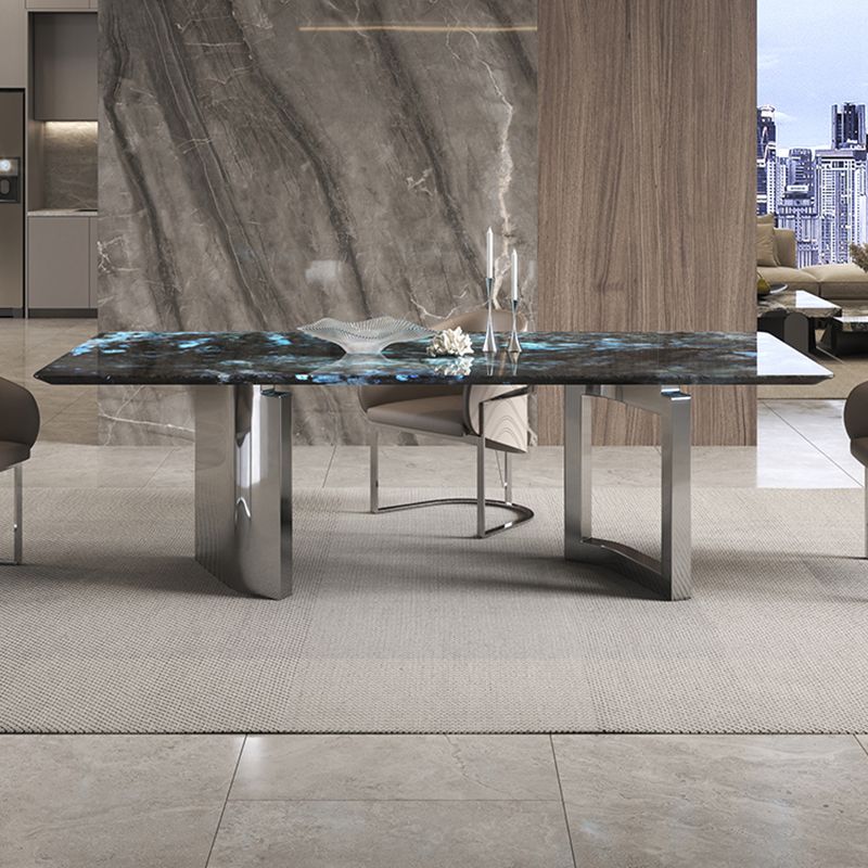 1/4/7 Pieces Rectangle Stone Top Stainless Steel Base Dining Set for Home
