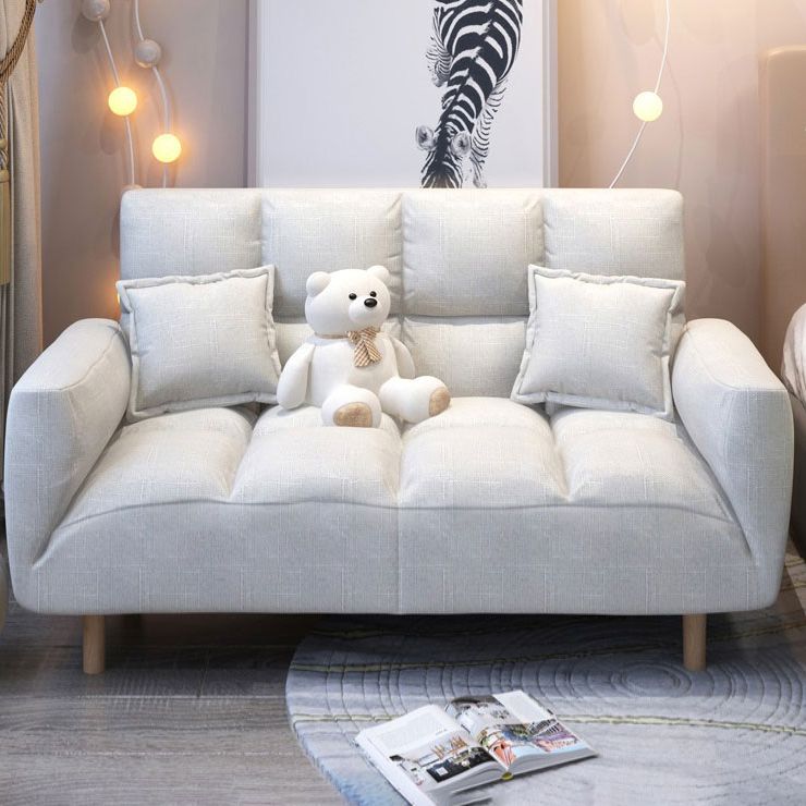 Linen Contemporary Square Arm Adjustable Sofa Convertible Sofa for Living Room