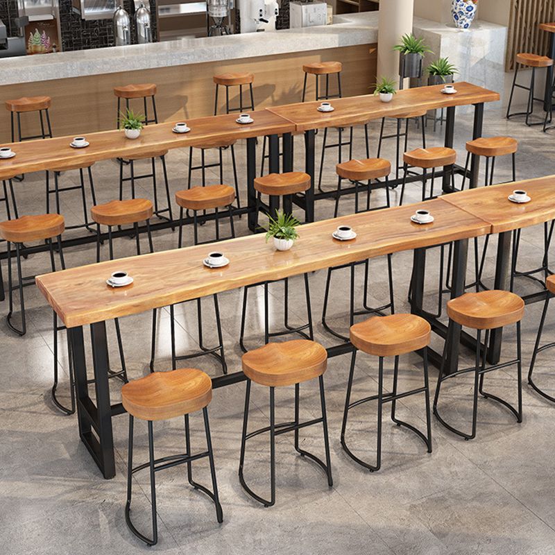 Contemporary Dining Stool Solid Wood Bar Stool with Footrest