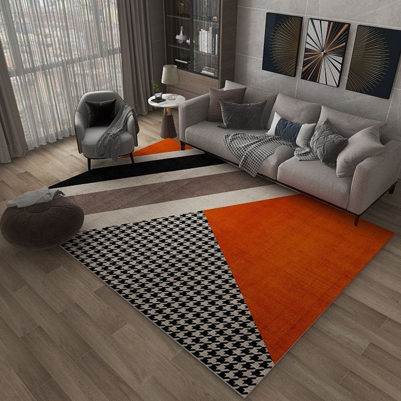 Modern Color-Blocking Geometric Rug Multicolor Polypropylene Rug Machine Washable Non-Slip Pet Friendly Area Rug for Room