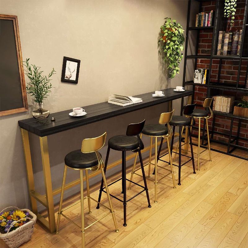 Glam Style Rectangle Bar Table Pine Solid Wood Bar Dining Table for Living Room