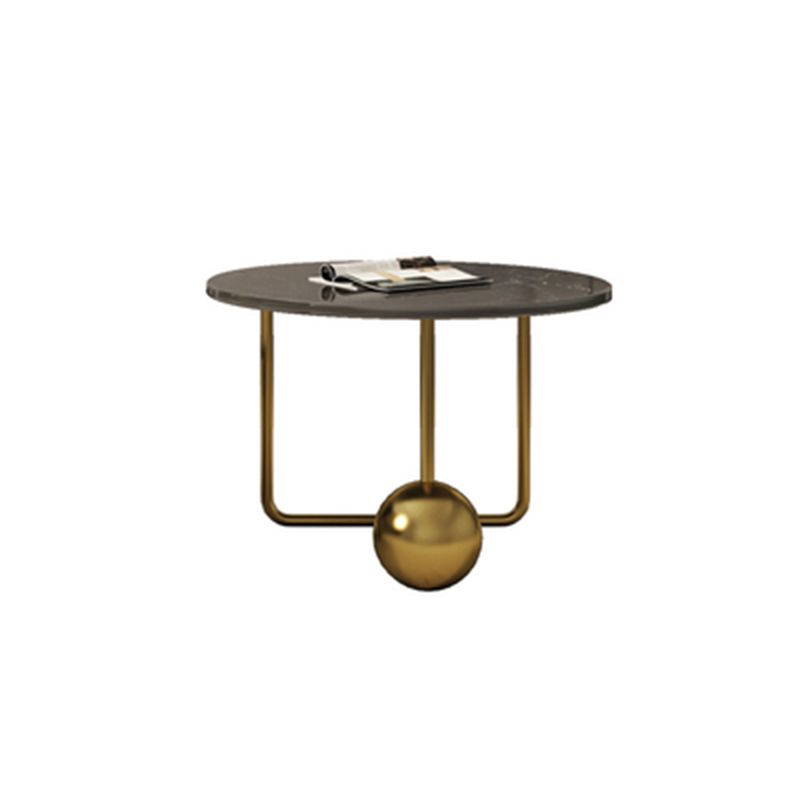 Round Slate Coffee Table Contemporary Three Legs White Cocktail Table