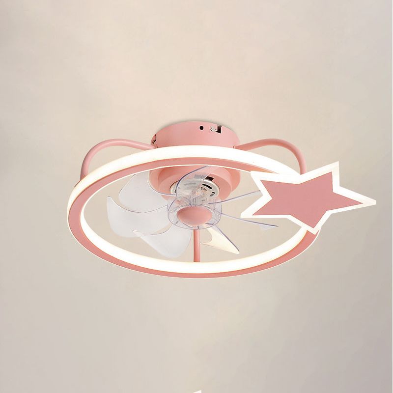Kids Artistic LED Ceiling Fans Wrought Iron Star Ceiling Fixture with Acrylic Shade