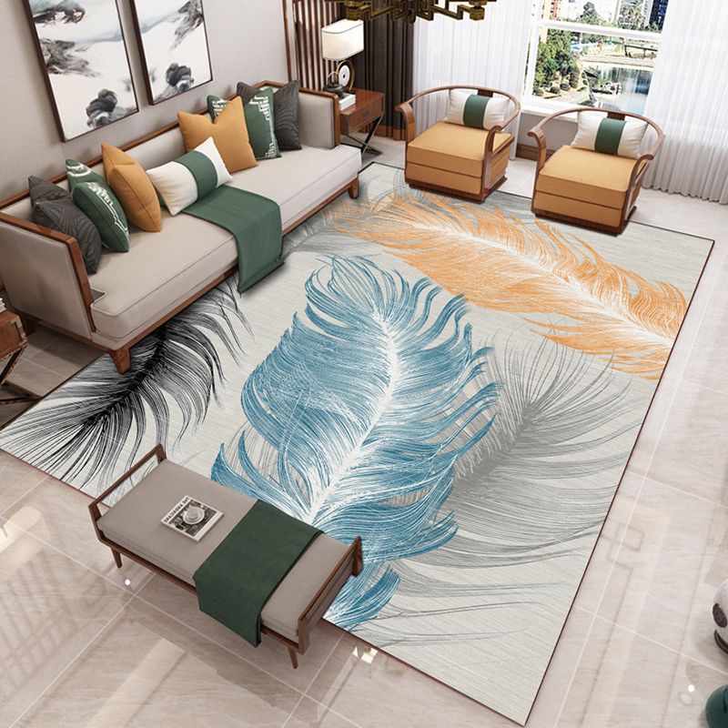Light Brown Feather Rug Polyester Minimalist Rug Non-Slip Backing Rug for Drawing Room