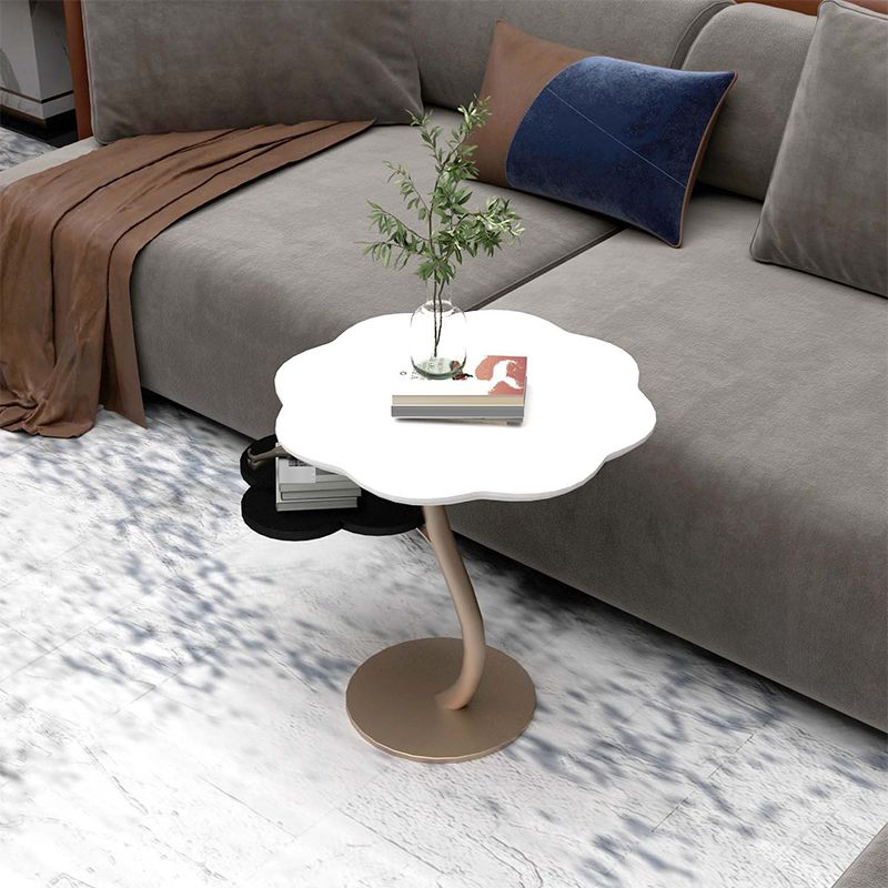 Modernistic Living Room Double Tier Round with Storage Pedestal Side Table