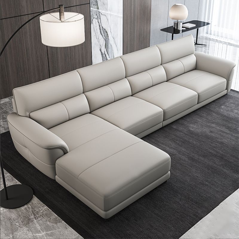 Nordic Style Leather Upholstery Sofa Bed with Inverted Armrest Cushioning