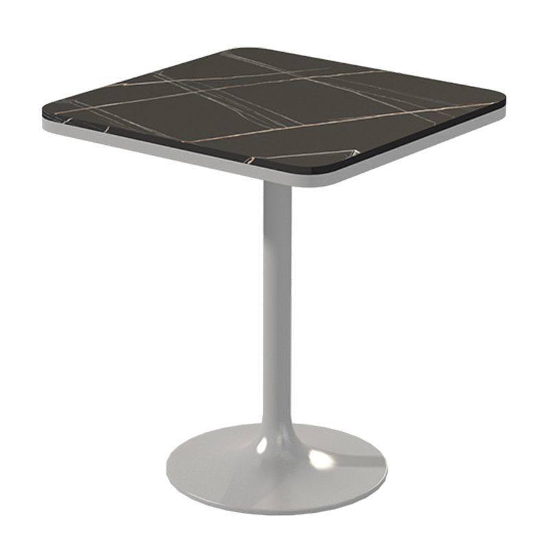 Mesa de comedor de piedra sinterizada de estilo industrial, mesa cuadrada y rectangular con base metálica para el hogar