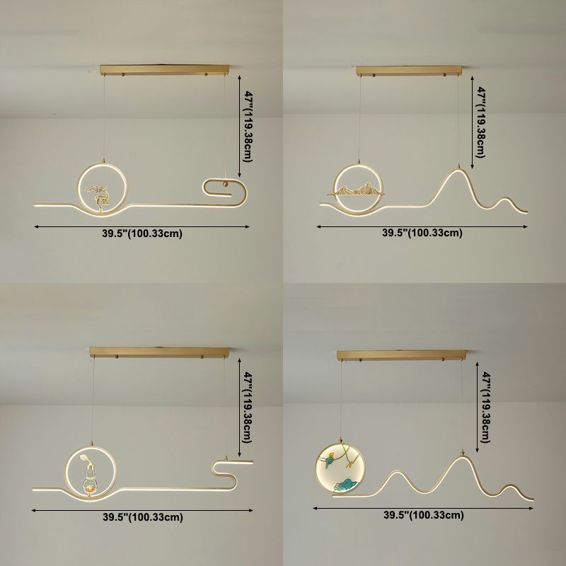 Luci a ciondolo a 2 luci contemporanee Luci a sospensione lineari in metallo per l'isola della cucina