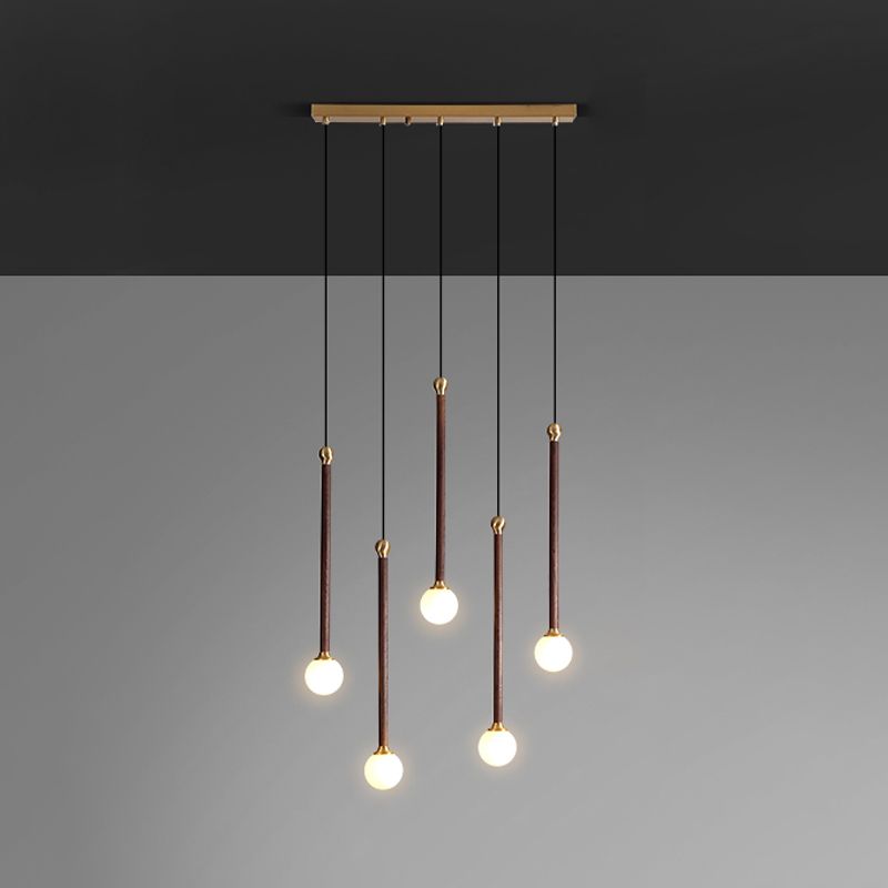 Multi -Light -kugelhaltiger Anhänger moderner Holzhängung Licht für Wohnzimmer