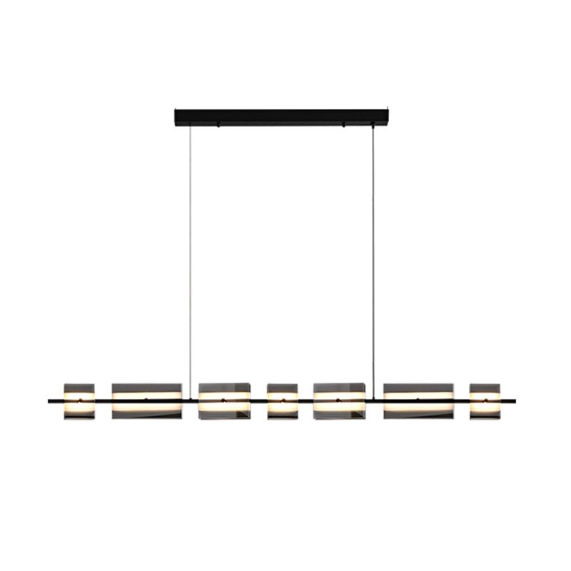 Clear and Black Ceiling Pendant Light Brass & Glass LED Kitchen Island Fixture