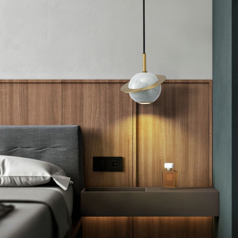 Pendentif en marbre géométrique Postmodern 1-bulbe petite lumière suspendue pour salle à manger
