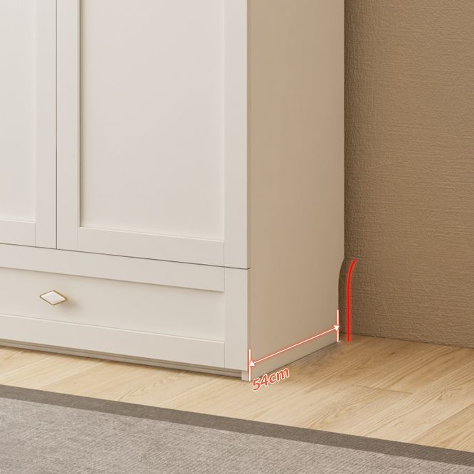 White Wardrobe Closet Engineered Wood Wardrobe Armoire with Drawer