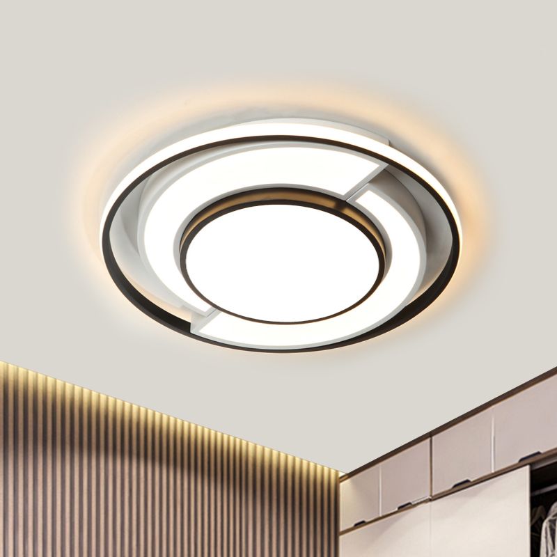 Moderno Splicato Rotondo Sottile Soffitto Lampada Acrilico Camera Da Letto 16.5/ 20,5 Pollici Wide LED Flush Montato Light in Nero - Bianco